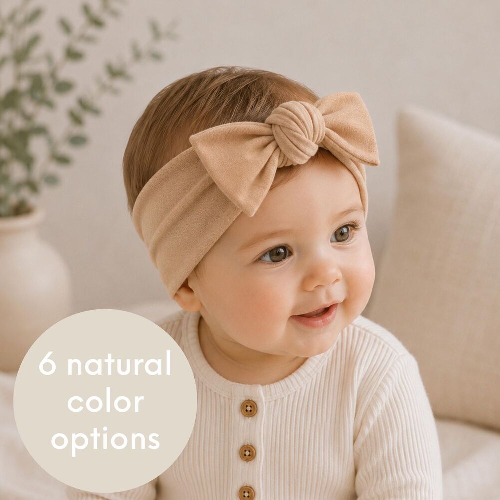 Organic Cotton Natural Baby Girl Bow | Sustainably Made Newborn Headband
